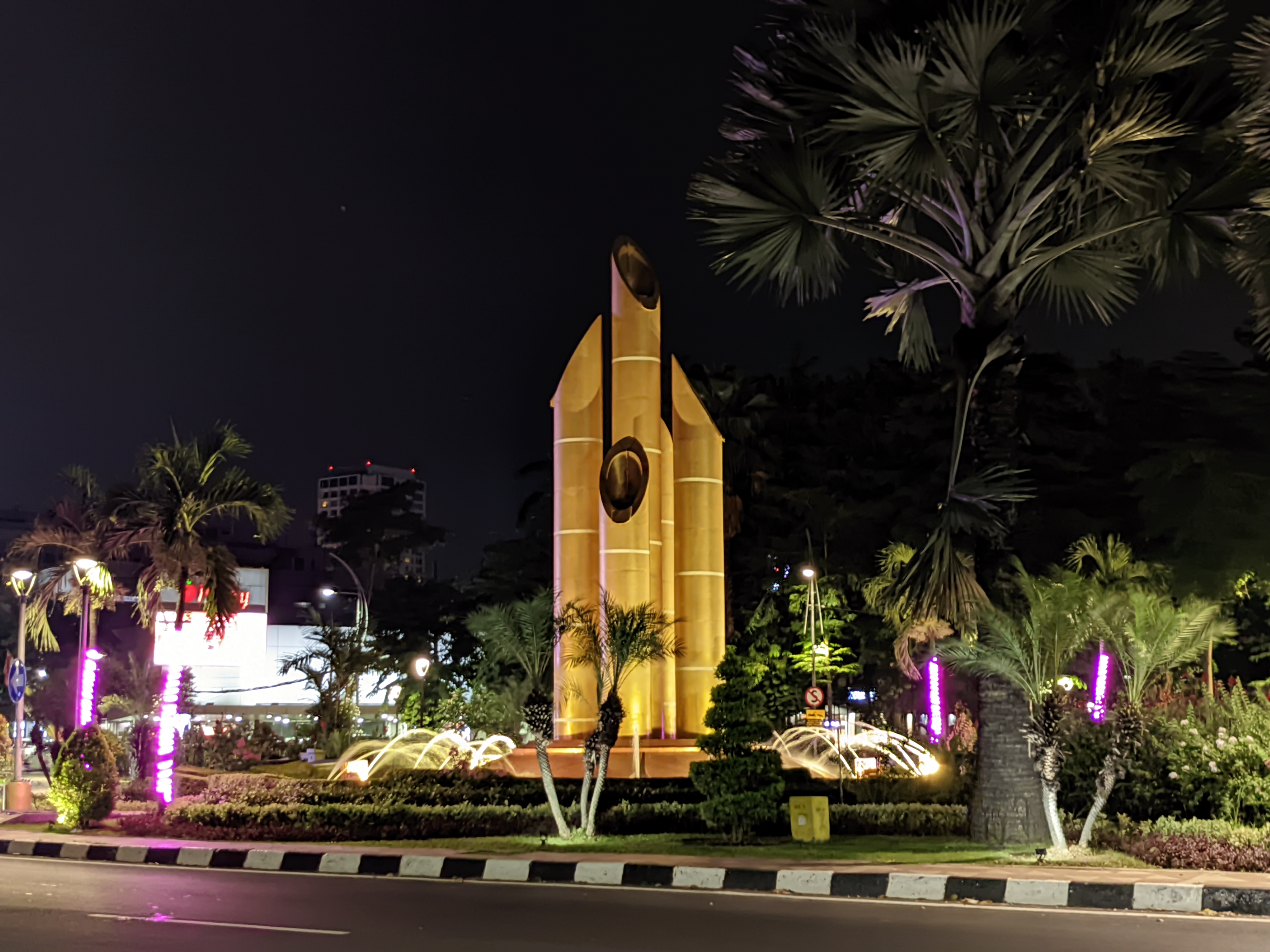 Bambu Runcing Monument at Night